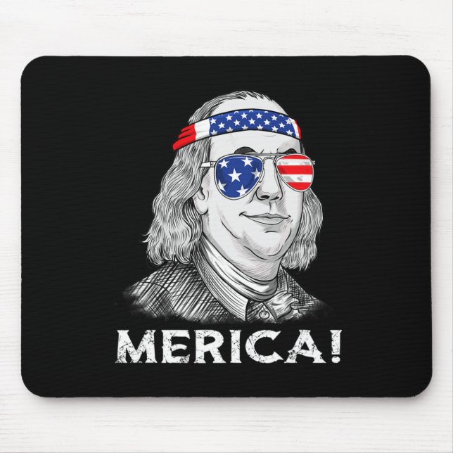 4th Of July Ben Franklin Merica USA Boys Girls Kid Mouse Pad (Front)