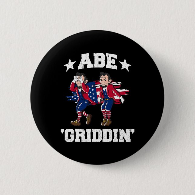 4th Of July Benjamin Franklin Griddy Ben Griddin  Button (Front)