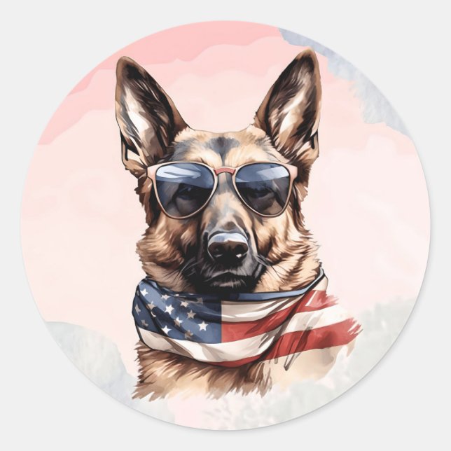 4th Of July Big Dog-70631 Classic Round Sticker (Front)