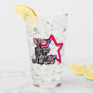 4th Of July Big Letter Star Glass