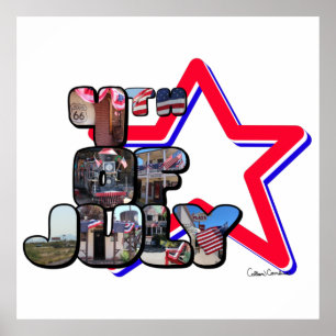 4th Of July Big Letter Star Poster