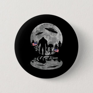 4th Of July Bigfoot Alien Ufo Funny Patriotic Wome Button