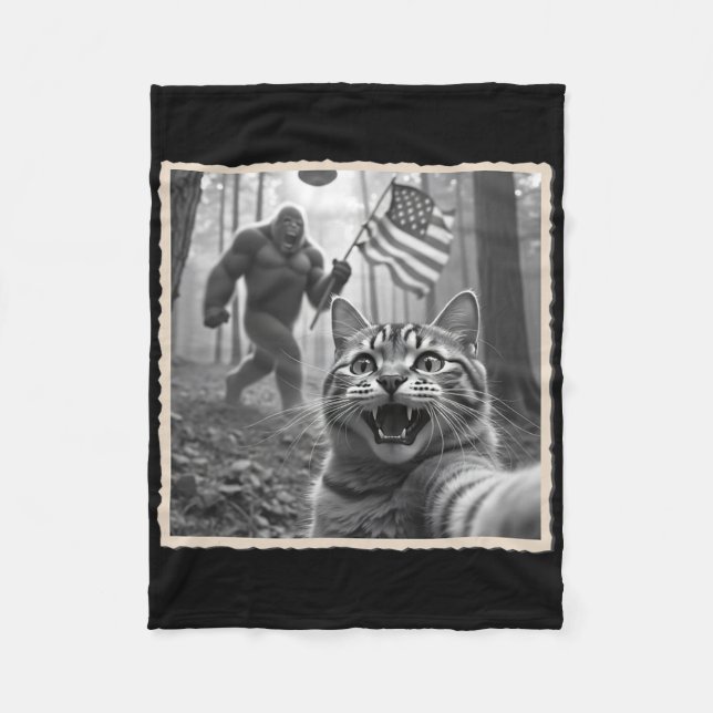 4th Of July Bigfoot And Sasquatch  Fleece Blanket (Front)