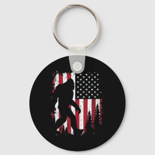 4th Of July Bigfoot Sasquatch American Flag Patrio Keychain