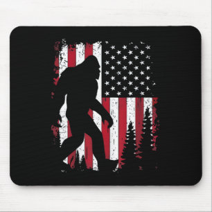 4th Of July Bigfoot Sasquatch American Flag Patrio Mouse Pad