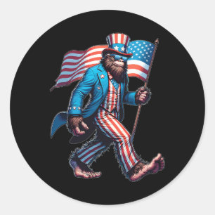 4th Of July Bigfoot Sasquatch Patriotic American F Classic Round Sticker