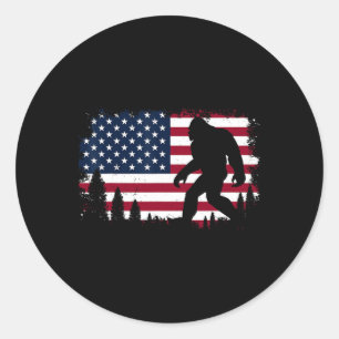 4th Of July Bigfoot Sasquatch Usa American Flag Bo Classic Round Sticker