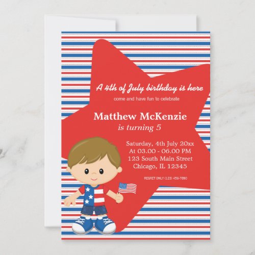 4th of July birthday boy Card