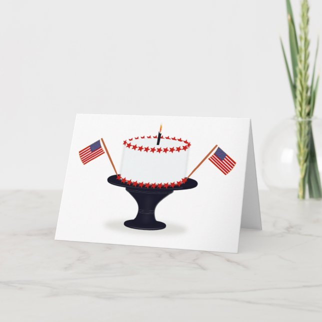 4th Of July Birthday Cake Card (Front)