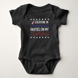 4th Of July Birthday Celebrations America Funny  Baby Bodysuit