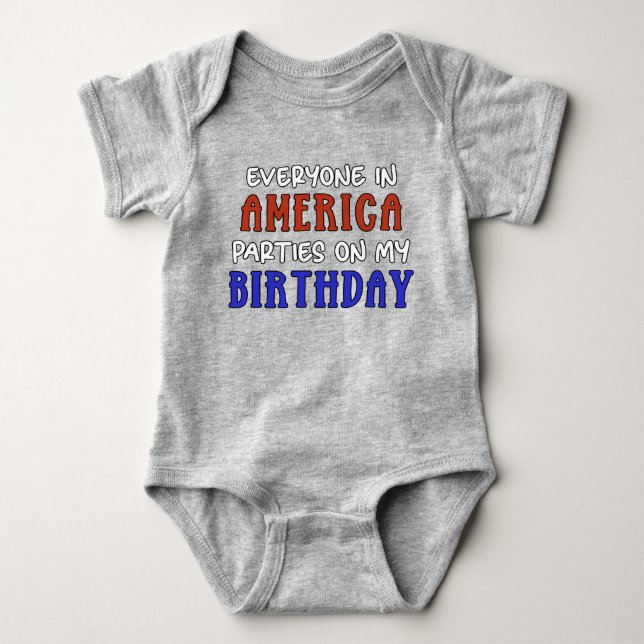 4th of July Birthday Funny   Baby Bodysuit (Front)