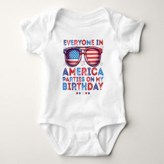 4th Of July Birthday Funny Born on fourth of July Baby Bodysuit