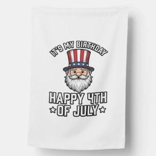 4th of July Birthday Gnome Patriotic Shirt Design_ House Flag