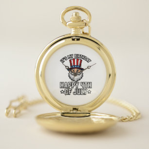 4th of July Birthday Gnome Patriotic Shirt Design_ Pocket Watch