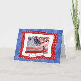4th of July Birthday in Red White and Blue Card