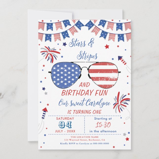 4th of July Birthday Invitation (Front)