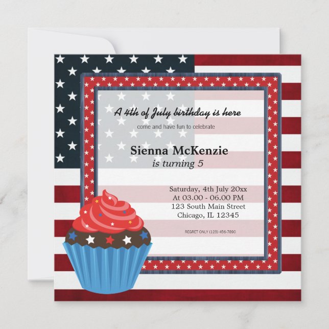 4th of July birthday Invitation (Front)