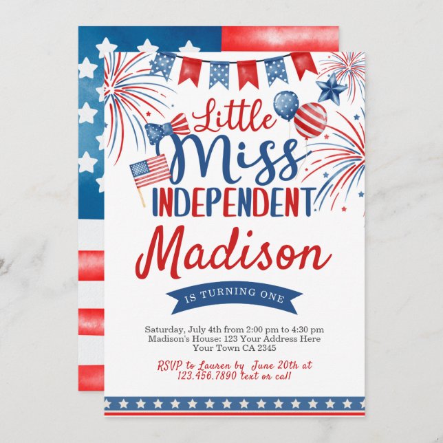4th of July Birthday Invitation (Front/Back)