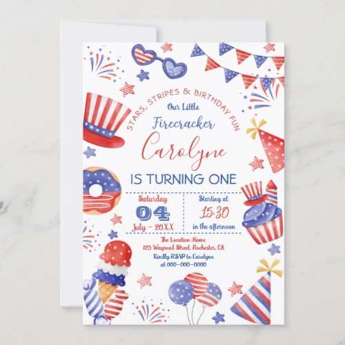 4th of July Birthday Invitation