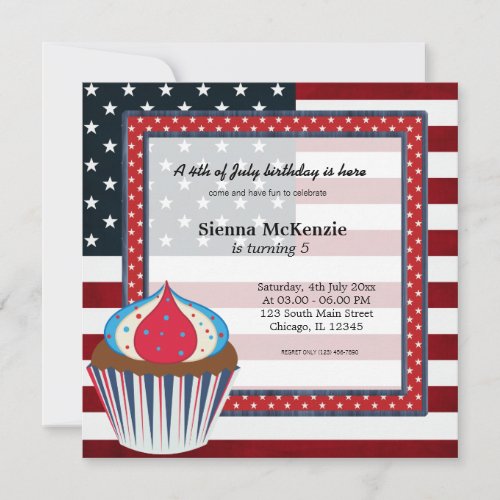 4th of July birthday Invitation