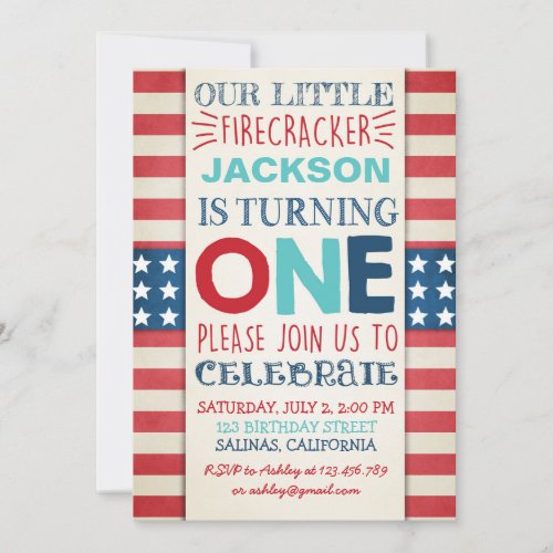 4th of July Birthday invitation independence day