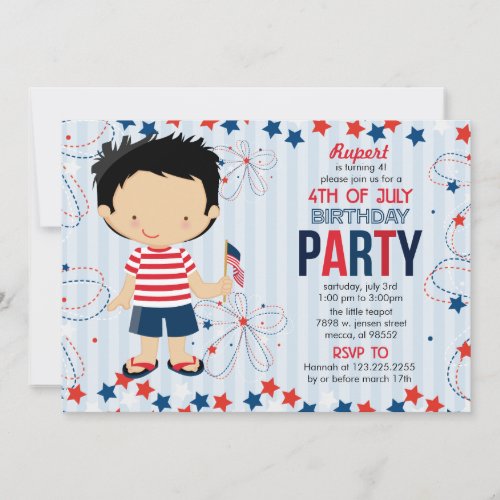 4th of July Birthday Party for Kids Announcements