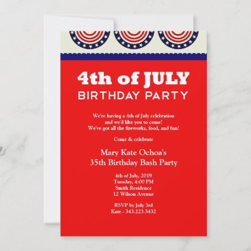 4th of July Birthday Party Invitation