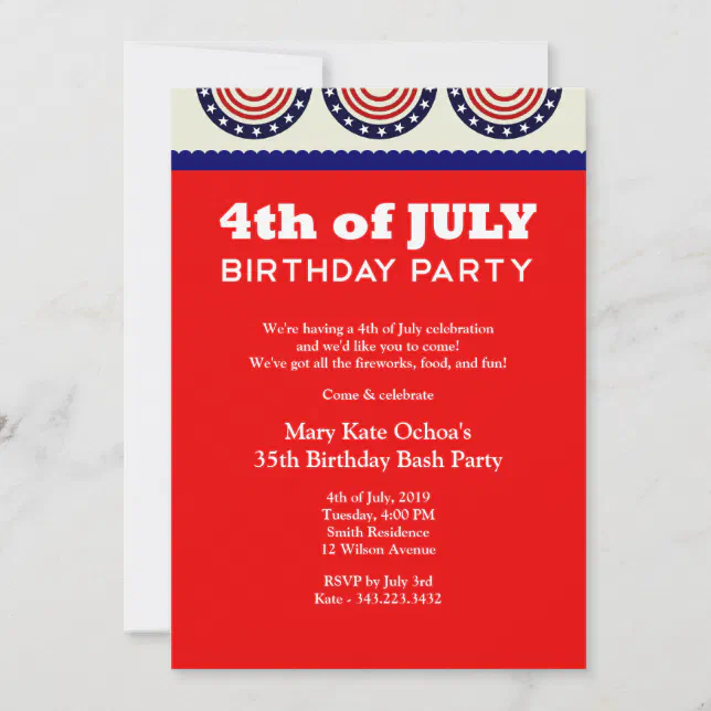 4th of July Birthday Party Invitation | Zazzle