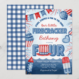4th of July Birthday Party Invitation Card