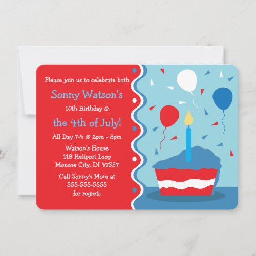 4th of July Birthday Party Invitations