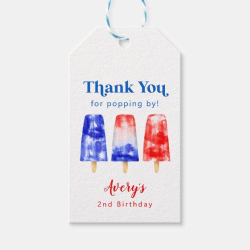 4th of July Birthday Popsicle Party Gift Tags