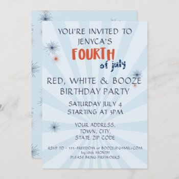 4th Of July Birthday Summer Bbq Party Invitation by watermelontree at Zazzle