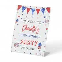 4th of July Birthday, Welcome Pedestal Sign