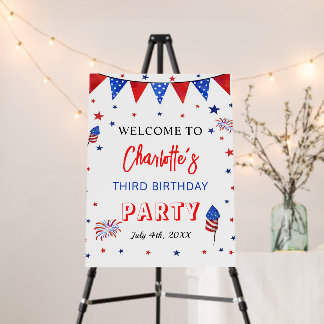 4th of July Birthday Welcome Sign Foam Board