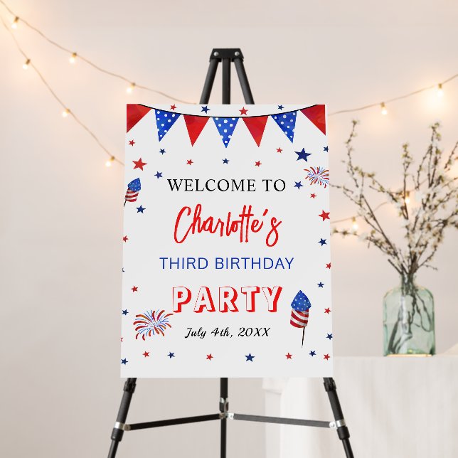 4th of July Birthday Welcome Sign Foam Board (In Situ (Stand))