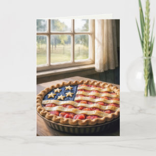 4th of July Birthday with American Flag Pie Card