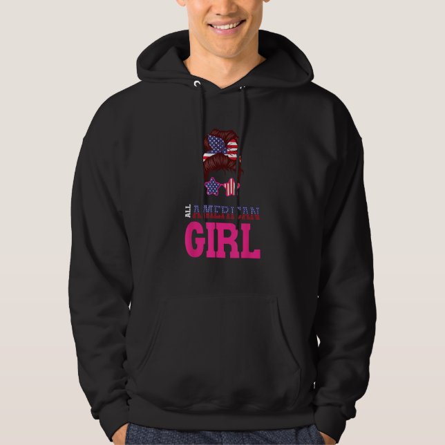 4th of July Bleached Daughter USA All American Gir Hoodie (Front)