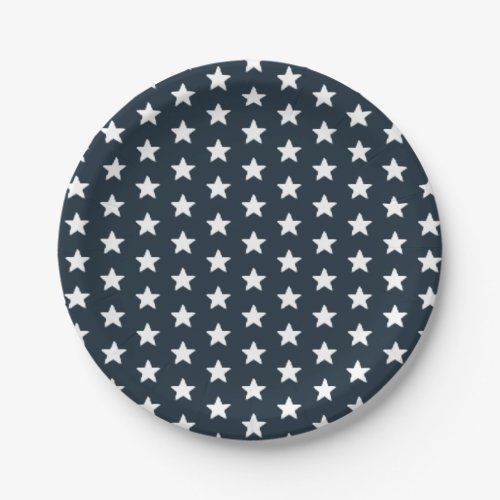 4th of July Blue and White Star Rustic Paper Plates