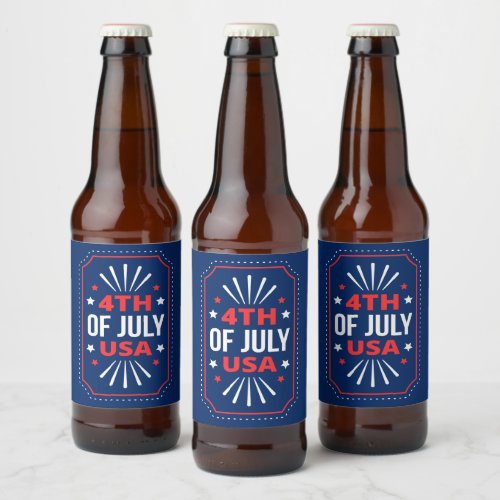 4th of July Blue Beer Label Set