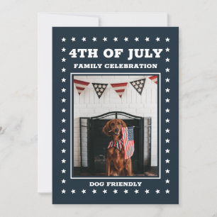 4th of July Blue Stars Photo Independence Day Invitation