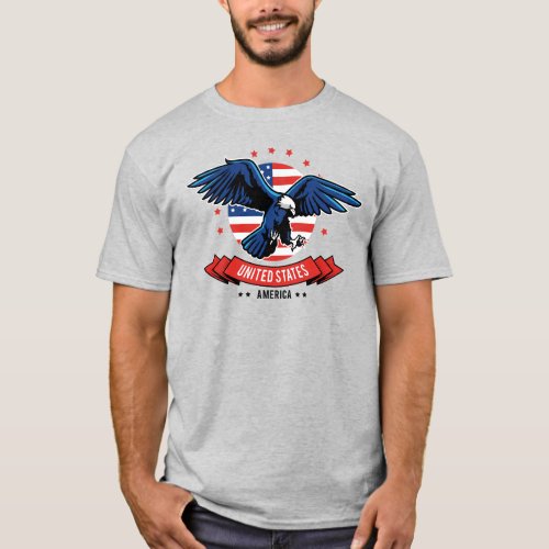 4th Of July Bold Eagle US flag Colors T_Shirt