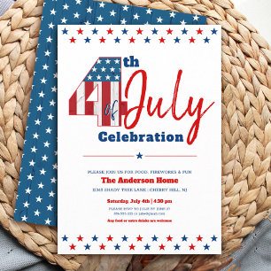4th of July Bold Modern Rustic Wood USA Flag Invitation
