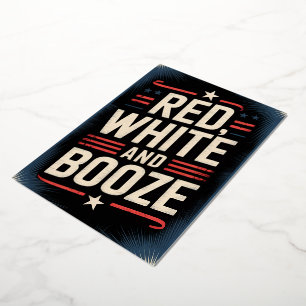 4th of July Booze Party   Red White and Booze Foil Invitation