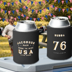 4th Of July Born To Ride USA 1776-2026 Custom Name Can Cooler