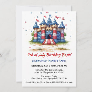4th of July Bounce House Birthday Invitation 