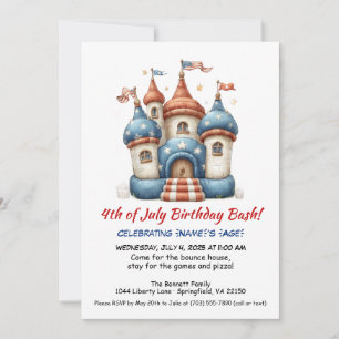 4th of July Bounce House Birthday Invitation 