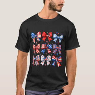 4th of July Bow Coquette Red White Blue USA 250th T-Shirt