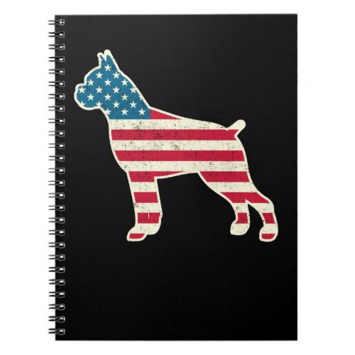 4th of July Boxer American Flag Dog USA Notebook