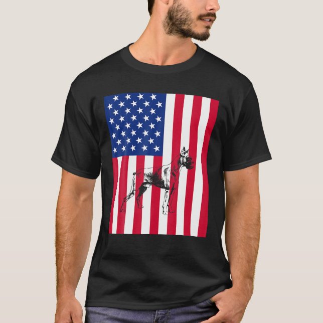 4Th Of July Boxer Dog T-Shirt (Front)