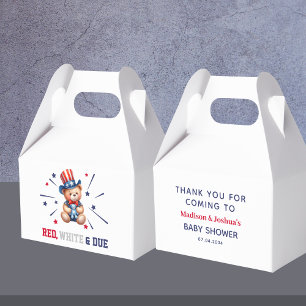 4th Of July Boy Baby Shower Bear Guest Favor Boxes